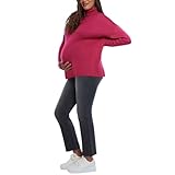 Motherhood Maternity Women's Long Sleeve Mock Turtleneck Pregnancy Knit Sweater, Cabaret, Medium