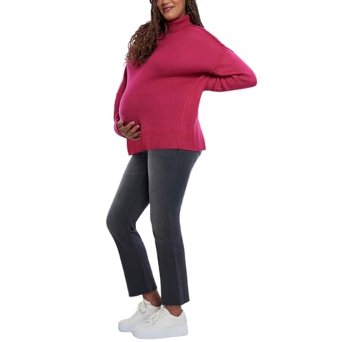 Motherhood Maternity Women's Long Sleeve Mock Turtleneck Pregnancy Knit Sweater, Cabaret, Medium