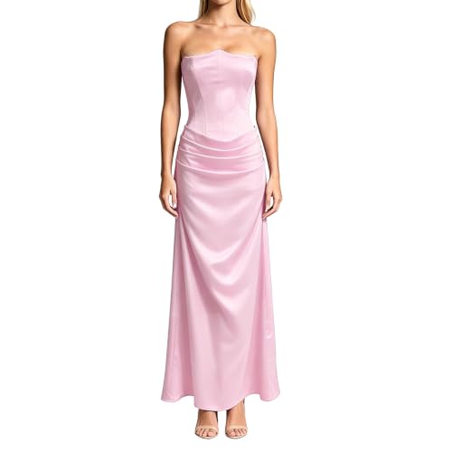 Vestido de fiesta de satén midi que estiliza sin oprimir