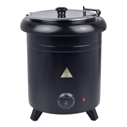 Nihigスープウォーマー 電気式 業務用 湯煎器 食品用スープ釜ウォーマー 10L/13L大容量 ステンレス製 スープジャー 保温鍋|温度調整可 湯煎式 お粥 カレー 味噌汁 ビュッフェ レストラン 家庭用 キッチン用品 (10L,ストレートタイプ(黒鉄
