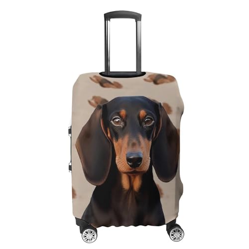 Dachshund Dog Luggage Covers Tsa Approved Suitcase Cover Elastic Washable Luggage Sleeve Carry on Cover Protector Anti-Scratch Suitcase Protector Fits 19-30 Inch Case(S)4