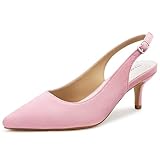 Greatonu Womens Court Shoes Low Kitten Heels Slingback Pointed Toe Dress Pumps
