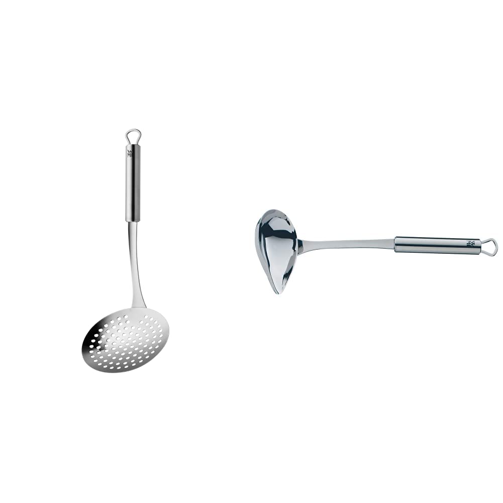 WMF Profi Plus Schaumlöffel und Saucenlöffel Set - Edelstahl Cromargan Teilmattiert, 30 cm Schaumkelle und 28 cm Soßenkelle Mit Schnaupe
