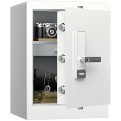 RPNB Home Safe Box,Large Personal Safe, Biometric Cabinet Safes,2.8 CuFt | White Money Safe for Home, Metal Office Safe with Fingerprint Lock,Voice Prompt,One-Touch Unlock,Jewellery Drawer,Home,Hotel
