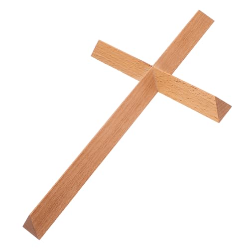 ADOCARN Väggkors Kors För Väggen Vägghängande Träkors Trä Snidad Väggdekor Dopväggkors Religiös Väggskulptur Bekräftelsekors Korsar Väggdekor Religiöst Väggkors Träväggkors Trä- Ljusbrun
