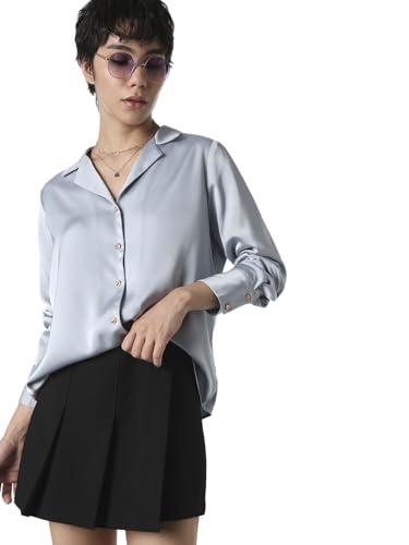 Image of ONLY Women Solid Cuban Collar Casual Shirt