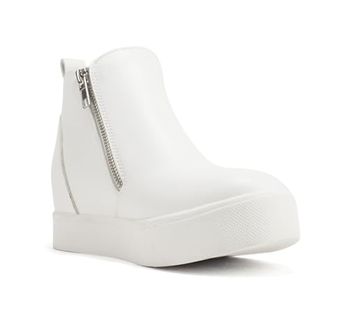 Image of Soda Taylor Hidden Wedge Sole Booties Ankle Heels Sneaker Shoes Side Zipper