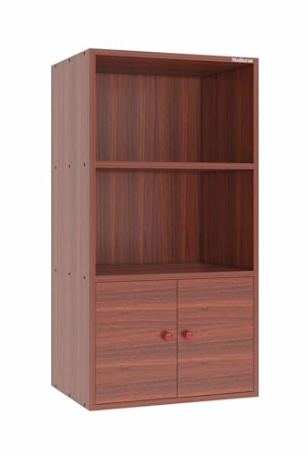 Image of Madhuran Engineered Wood Free Standing Almirah 2 Door Bookcase Organizer (Teak)