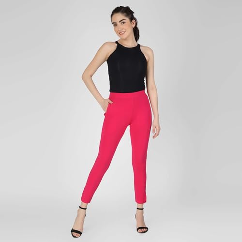Image of ON&ON Women's Cotton Stretchable Slim Fit Straight Pants Trouser for Casual Wear and Office Wear