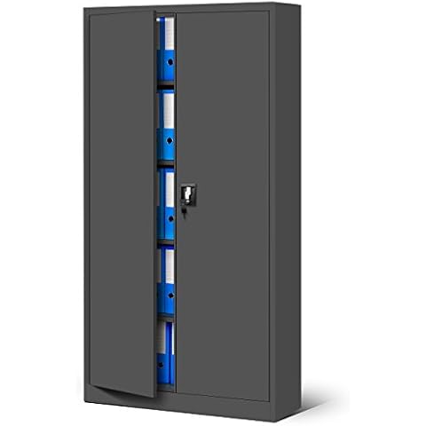 Jan Nowak Büroschrank C001 Aktenschrank Lagerschrank Mehrzweckschrank Metallschrank 4 Fachböden Pulverbeschichtung Stahlblech 185 cm x 90 cm x 40 cm (anthrazit/anthrazit-2) Cover