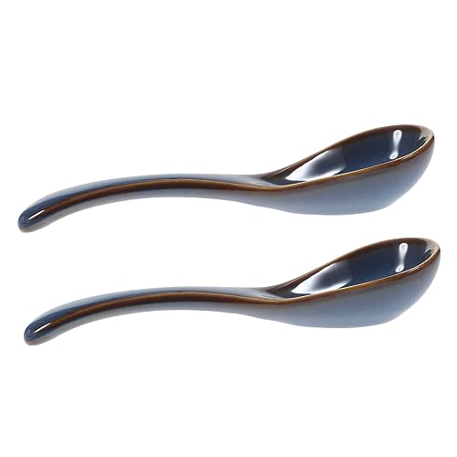 AUTSUPPL Ceramic Serving Spoon Set Large Ramen Spoons Kitchen Tools for Rice Soup Practical Ceramic Ladle