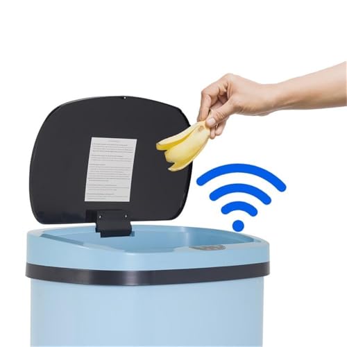 Set de 2 canecas de basura automáticas de acero 13 galones azul miniatura 7
