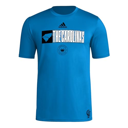 adidas Men's Charlotte FC MLS Short Sleeve T-Shirt, Shap Blue, Large