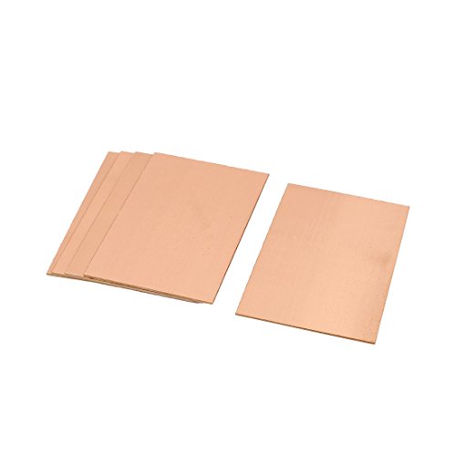 Uxcell a15071000ux0235 5 Piece 70 x 100 x 1.5 mm FR-4 Single Side Copper Clad PCB Laminate Board
