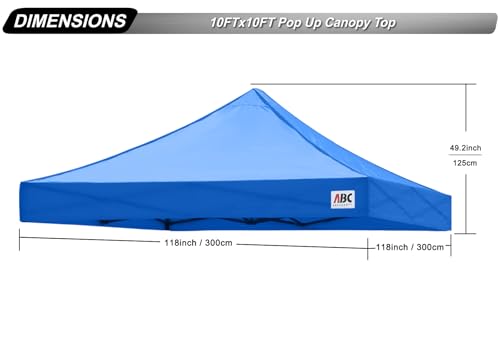 Image of ABCCANOPY Replacement Canopy Top for Pop Up Canopy Tent 10x10 Royal Blue