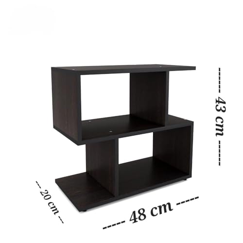 Image of Firebees Modern Bedside Table for Bedroom with Open Storage | Nightstand & Side Tables for Bedroom | End Table, Small Space Coffee Table and Corner Table for Living Room Decor | Dark brown 48x20x43 cm