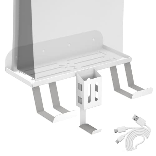 Soporte PS5, Soporte PS5 Pared para Consola Digital y Disco PlayStation 5, Soporte Pared PS5 con Tornillos y Nivel de Burbuja, Blanco Cover