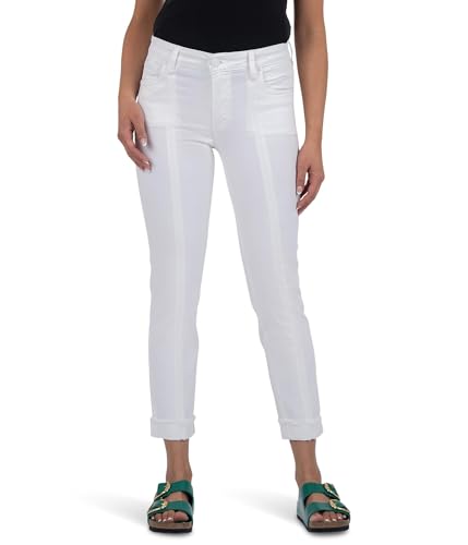 KUT from the Kloth Women's Amy Crop Straight Leg Roll Up Fray Princess Seam