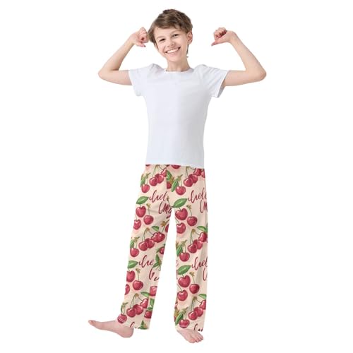 Pajama Bottoms, Pajamas Long Pant Cartoon Cherry Lounge Wear Casual Sleep Pants Soft Pjs Sleepwear2