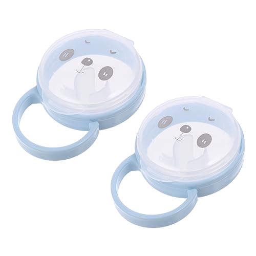 Toyvian 2個おしゃぶり収納ボックス 漫画風デザイン 素材 軽量 小型 ハンドル付き 持ち運び便利 お手入れ簡単 清潔に保管