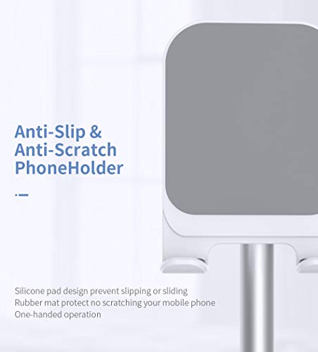 Salex Desk Phone Stand. White Cell Phone Holder For Office Landline Organizer, Home. Bracket Mount With Anti-Slip Pad, Bottom Storage Space. Handable Cradle For Smartphones And Tablets Up To 9.7". #TOP5