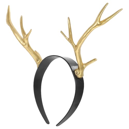 MAGICLULU Reindeer Antlers Headband for Adult Kids Gold Deer Headpiece Antler Deer Headband for Christmas Halloween Cosplay Party