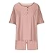 Womens Pajama Sets Short Sleeve Lounge Sets 2 Piece Pjs Tops and Shorts Outfits Matching Loungewear with Pockets 2025 Fashion Pink