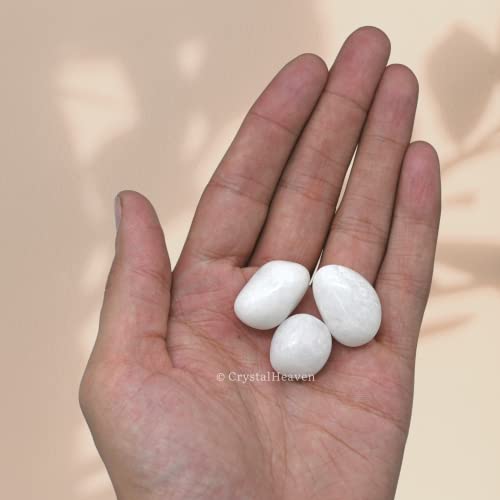 Image of Certified Snow Quartz Crystal Healing Tumbled Stone, Natural Polished Crystals for DIY Crafts, Manifestation, Meditation, Pooja Feng Shui and Reiki Healing (30 Grams)