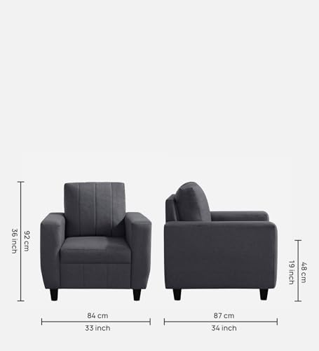 Image of Sleepyhead Bae Designed by Duroflex - 1 Seater Sofa Chair, Premium Fabric |Space-Saving Design |Comfort & Easy Maintenance |3 Years Warranty |Stylish Single Seater for Living Room - Stone Grey