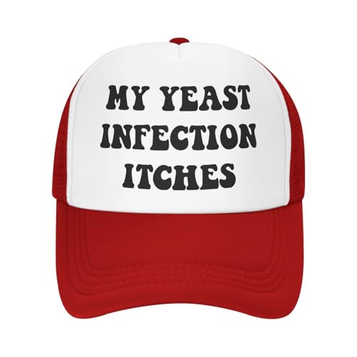 Image of My Yeast Infection Itches Trucker Hat Funny Baseball Caps Adjustable Fishing Hats for Men Women Black