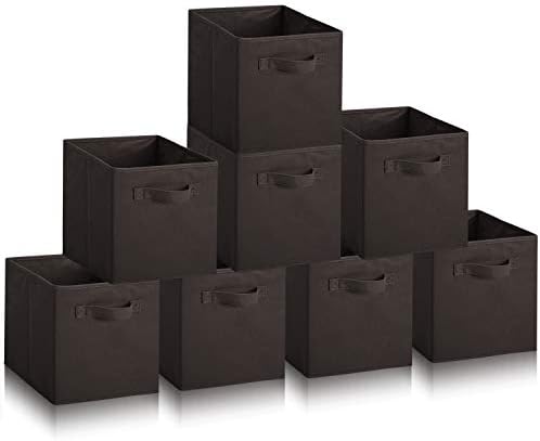 Hibtn Set of 4 Foldable Storage Box, 33 x 38 x 33 cm, Fabric with Handles Storage Cubes And Cloth Storage Organizer Drawer For Closet And Toys Storage, White
