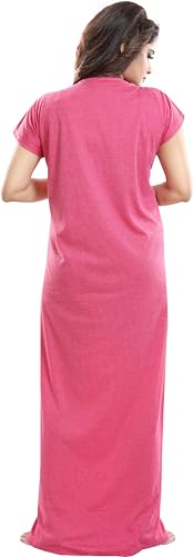 Image of Fabme Women's Polycotton Nursing Nightgown - Concealed Zip, Long, Textured Nighty for Maternity, Feeding