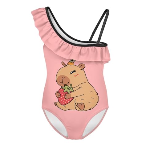 Image of Girls One Piece Swimsuit Ruffled Halter Bathing Suit with Adjustable Strap Beach Sport Swimwear for 3-14 Years
