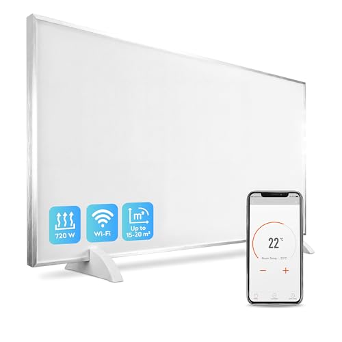 Silvergear® Panel Calefactor Infrarrojo Slim 720W con Cristales de Carbono | Eficiente y Ecológico | Montaje en Pared o Autónomo | Control por WiFi a través de la App Smart Life | Temperatura 16-37°C
