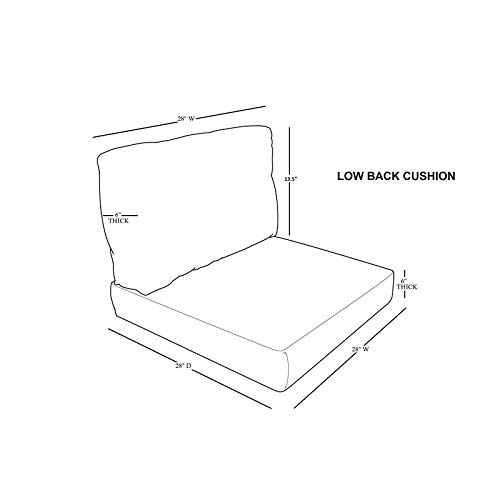 TK Classics Covers for Low-Back Chair Cushions 6 inches thick in Navy (Cushions Not Included)
