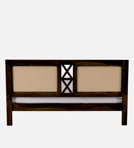 Image of EXCEL International Cross Pettern Design Solid Sheesham Wood Queen Size Bed with Drawer Storage | Double Bed with Box Storage & Upholstered Cushined Headboard for Bedroom | Rosewood, Provincial Teak