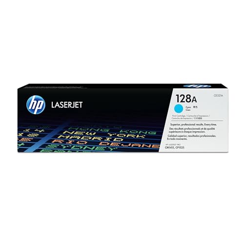 HP 128A CE321A, Cian, Cartucho Tóner Original, de 1.300 páginas, para impresoras LaserJet Pro Serie CM1410, CM1415, CM1525