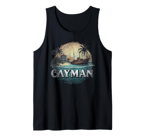 Retro Grand Cayman Island Paesaggio Vintage Souvenir Canotta