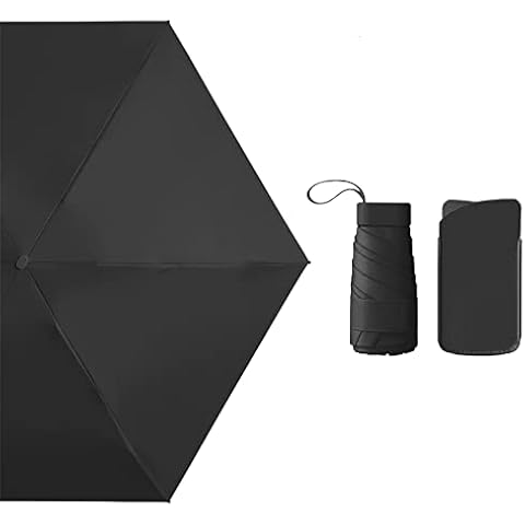 Mini Umbrella with Storage Bag, Light Compact Design Windproof Umbrella Perfect for Travel, Portable Parasol Outdoor Sun&Rain Umbrellas black Cover