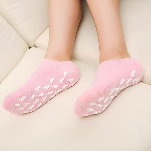 Image of Moisturizing Gel Heel Socks for Cracked Heels, Silicone Spa Socks for Dry Feet Repair, Heel Pain Relief & Foot Care, Reusable Hydrating Socks for Women , Overnight Heel Softening & Repair Treatment Vitamin E (1 PAIR)