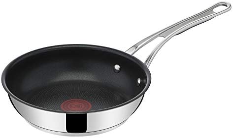 Tefal Jamie Oliver Cook's Classics Stainless Steel Sauté Pan, 24 cm, Non-Stick Coating, Heat Indicator, 100% Safe, Riveted Silicone Handle, Oven-Safe, Induction Pan E3063234