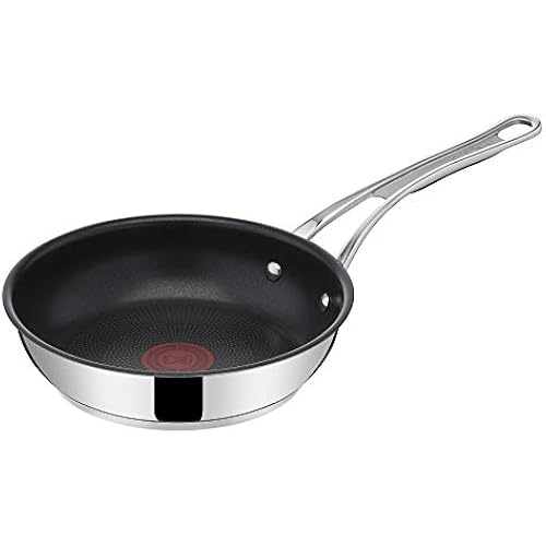 Tefal Jamie Oliver Cook's Classics Stainless Steel Frying Pan, 24 cm, Non-Stick Coating, Heat Indicator, 100% Safe, Riveted Silicone Handle, Oven-Safe, Induction Pan E3060434