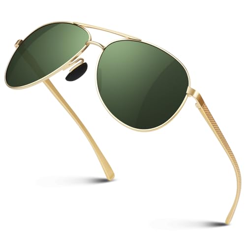 Image of CGID GA61 Premium Al-Mg Alloy Pilot Polarized Sunglasses UV400, Full Mirrored Spring Hinges Sun Glasses for Men Women Shades