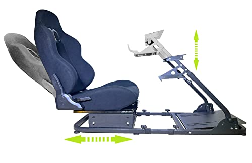 X Factor Gaming Chair Simulator Cockpit Real Racing Seat Model Driving Platform With Steering Wheel Stand And Gear Shifter Mount, Reclining Professional Level Racing Seat Heavy Duty Adjustable Frame #TOP2