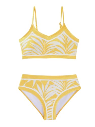 Image of WDIRARA Girl's Tropical Print Bikini Set 2 Piece Swimsuits Spaghetti Strap Bathing Suits Multicolor 10Y