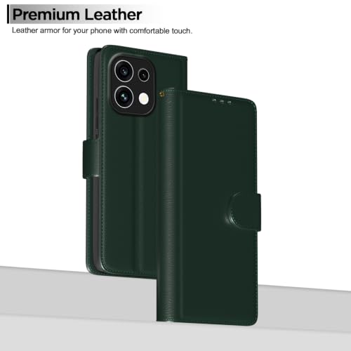 Image of Pikkme Flip Cover for Oppo Reno 16c 5G Leather Finish | Inside TPU with Card Pockets | Wallet Stand and Shock Proof | Complete Protection Flip Case (Green)
