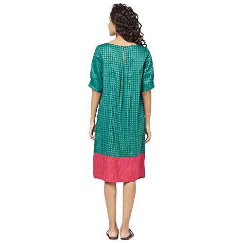 Image of Fabindia odal Printed Knee Length Dress (Light Green-10699337)