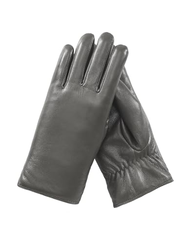 Komfokore Leather Gloves for Women Winter Gloves Warm Driving Glove Grey M