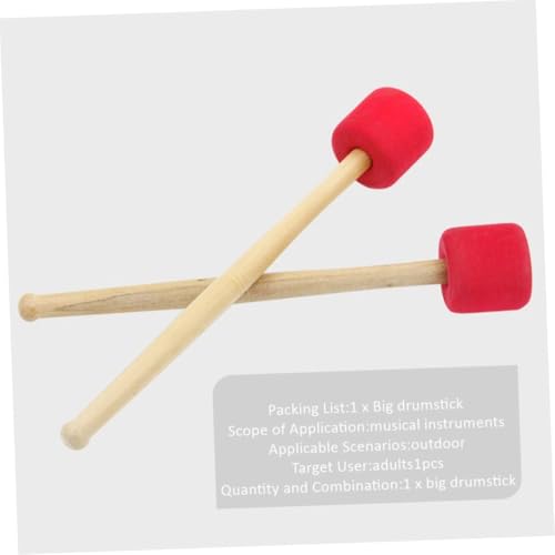 Maza grande para bombo con mango de madera y espuma roja miniatura 7