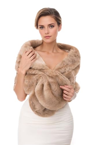 Châle mariage de hiver femme en faux fourrure, écharpe robe de soirée mariée Lifup